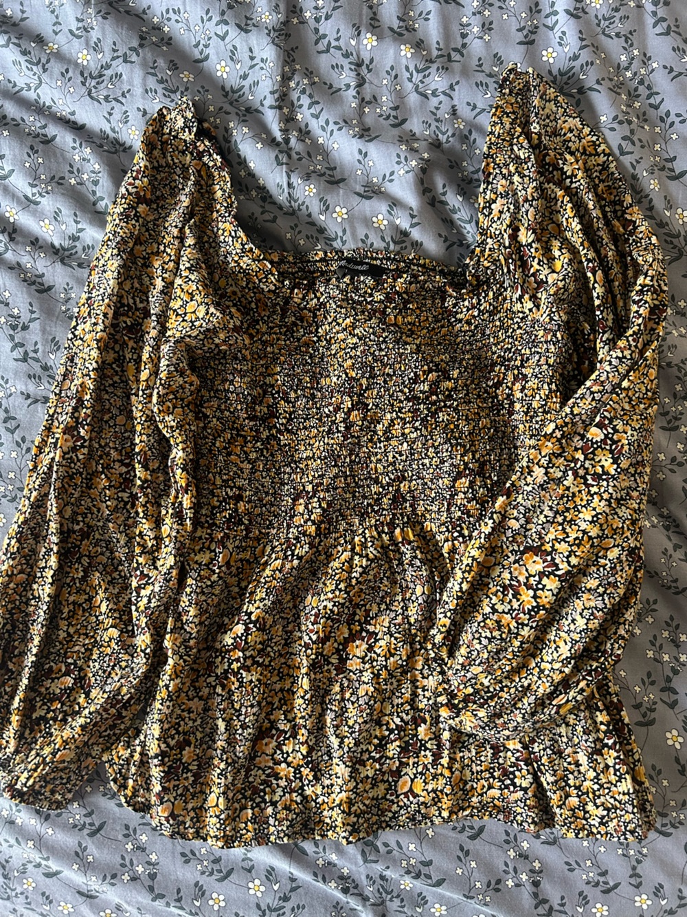 Madewell Floral Smocked Peplum Top